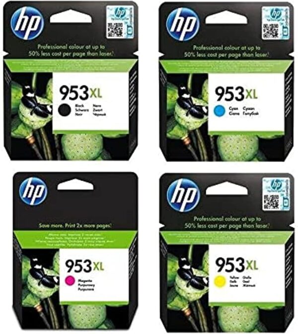 HP 953XL Original Ink Set Cartridge, Black (F6U18AE), cyan (F6U16AE ) ,magenta (F6U17AE ) ,Yellow (F6U18AE)